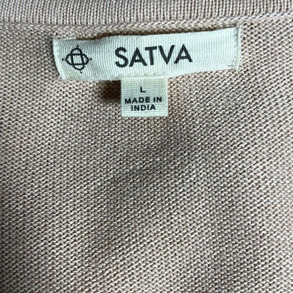 Satva Women's Flared Long Sleeve Antara Wrap Belted Cardigan in Tan Size L NWT - Picture 9 of 9